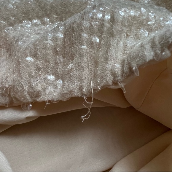 Alice + Olivia Sasha one-shouldered silk sequined top in light nude/champagne - Picture 10 of 12